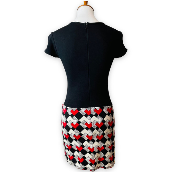 Loft women's black red white geometric print drop waist shift dress size 0P - Picture 6 of 8